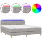 vidaXL Boxspringbett mit Matratze & LED Hellgrau 160x200 cm Stoff vidaXL Boxspringbett mit Matratze & LED Hellgrau 160x200 cm Stoff