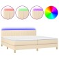vidaXL Boxspringbett mit Matratze & LED Creme 200x200 cm Stoff vidaXL Boxspringbett mit Matratze & LED Creme 200x200 cm Stoff