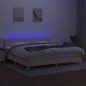 vidaXL Boxspringbett mit Matratze & LED Creme 200x200 cm Stoff vidaXL Boxspringbett mit Matratze & LED Creme 200x200 cm Stoff