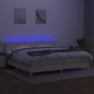 vidaXL Boxspringbett mit Matratze & LED Creme 200x200 cm Stoff vidaXL Boxspringbett mit Matratze & LED Creme 200x200 cm Stoff