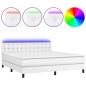 vidaXL Boxspringbett mit Matratze & LED Weiß 180x200 cm Kunstleder vidaXL Boxspringbett mit Matratze & LED Weiß 180x200 cm Kunstleder