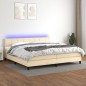 vidaXL Boxspringbett mit Matratze & LED Creme 200x200 cm Stoff vidaXL Boxspringbett mit Matratze & LED Creme 200x200 cm Stoff