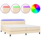vidaXL Boxspringbett mit Matratze & LED Creme 200x200 cm Stoff vidaXL Boxspringbett mit Matratze & LED Creme 200x200 cm Stoff