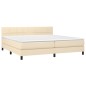 vidaXL Boxspringbett mit Matratze & LED Creme 200x200 cm Stoff vidaXL Boxspringbett mit Matratze & LED Creme 200x200 cm Stoff