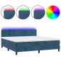vidaXL Boxspringbett mit Matratze & LED Dunkelblau 180x200 cm Samt vidaXL Boxspringbett mit Matratze & LED Dunkelblau 180x200 cm Samt