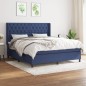 vidaXL Boxspringbett mit Matratze Blau 160x200 cm Stoff vidaXL Boxspringbett mit Matratze Blau 160x200 cm Stoff