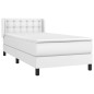 vidaXL Boxspringbett mit Matratze Weiß 90x190 cm Kunstleder vidaXL Boxspringbett mit Matratze Weiß 90x190 cm Kunstleder