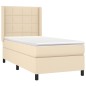 vidaXL Boxspringbett mit Matratze Creme 90x200 cm Stoff vidaXL Boxspringbett mit Matratze Creme 90x200 cm Stoff