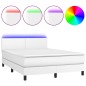 vidaXL Boxspringbett mit Matratze & LED Weiß 140x190 cm Kunstleder vidaXL Boxspringbett mit Matratze & LED Weiß 140x190 cm Kunstleder