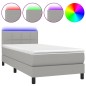vidaXL Boxspringbett mit Matratze & LED Hellgrau 90x200 cm Stoff vidaXL Boxspringbett mit Matratze & LED Hellgrau 90x200 cm Stoff
