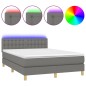vidaXL Boxspringbett mit Matratze & LED Dunkelgrau 140x190 cm Stoff