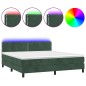 vidaXL Boxspringbett mit Matratze & LED Dunkelgrün 180x200 cm Samt vidaXL Boxspringbett mit Matratze & LED Dunkelgrün 180x200 cm Samt