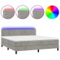 vidaXL Boxspringbett mit Matratze & LED Hellgrau 180x200 cm Samt vidaXL Boxspringbett mit Matratze & LED Hellgrau 180x200 cm Samt