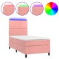 vidaXL Boxspringbett mit Matratze & LED Rosa 90x190 cm Samt vidaXL Boxspringbett mit Matratze & LED Rosa 90x190 cm Samt