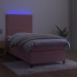 vidaXL Boxspringbett mit Matratze & LED Rosa 90x190 cm Samt vidaXL Boxspringbett mit Matratze & LED Rosa 90x190 cm Samt