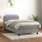 vidaXL Boxspringbett mit Matratze & LED Hellgrau 80x200 cm Samt vidaXL Boxspringbett mit Matratze & LED Hellgrau 80x200 cm Samt