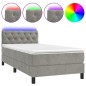 vidaXL Boxspringbett mit Matratze & LED Hellgrau 80x200 cm Samt vidaXL Boxspringbett mit Matratze & LED Hellgrau 80x200 cm Samt