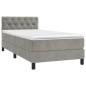 vidaXL Boxspringbett mit Matratze & LED Hellgrau 80x200 cm Samt vidaXL Boxspringbett mit Matratze & LED Hellgrau 80x200 cm Samt