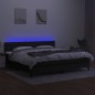 vidaXL Boxspringbett mit Matratze & LED Schwarz 200x200 cm Stoff vidaXL Boxspringbett mit Matratze & LED Schwarz 200x200 cm Stoff