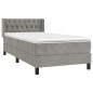 vidaXL Boxspringbett mit Matratze Hellgrau 90x200 cm Samt vidaXL Boxspringbett mit Matratze Hellgrau 90x200 cm Samt
