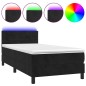vidaXL Boxspringbett mit Matratze & LED Schwarz 90x200 cm Samt vidaXL Boxspringbett mit Matratze & LED Schwarz 90x200 cm Samt