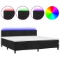 vidaXL Boxspringbett mit Matratze & LED Schwarz 200x200 cm Samt vidaXL Boxspringbett mit Matratze & LED Schwarz 200x200 cm Samt