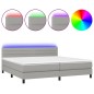 vidaXL Boxspringbett mit Matratze & LED Hellgrau 200x200 cm Stoff vidaXL Boxspringbett mit Matratze & LED Hellgrau 200x200 cm Stoff