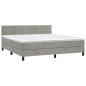 vidaXL Boxspringbett mit Matratze & LED Hellgrau 160x200 cm Samt vidaXL Boxspringbett mit Matratze & LED Hellgrau 160x200 cm Samt