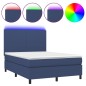 vidaXL Boxspringbett mit Matratze & LED Blau 140x190 cm Stoff vidaXL Boxspringbett mit Matratze & LED Blau 140x190 cm Stoff