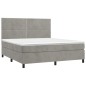 vidaXL Boxspringbett mit Matratze & LED Hellgrau 180x200 cm Samt vidaXL Boxspringbett mit Matratze & LED Hellgrau 180x200 cm Samt
