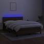 vidaXL Boxspringbett mit Matratze & LED Dunkelbraun 140x190 cm Stoff vidaXL Boxspringbett mit Matratze & LED Dunkelbraun 140x190 cm Stoff