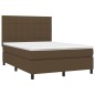 vidaXL Boxspringbett mit Matratze & LED Dunkelbraun 140x190 cm Stoff vidaXL Boxspringbett mit Matratze & LED Dunkelbraun 140x190 cm Stoff
