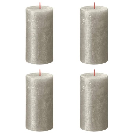 Bolsius Rustikale Stumpenkerzen Shimmer 4 Stk. 130x68 mm Champagner