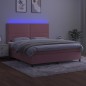 vidaXL Boxspringbett mit Matratze & LED Rosa 180x200 cm Samt vidaXL Boxspringbett mit Matratze & LED Rosa 180x200 cm Samt