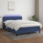 vidaXL Boxspringbett mit Matratze & LED Blau 140x200 cm Stoff vidaXL Boxspringbett mit Matratze & LED Blau 140x200 cm Stoff