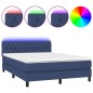 vidaXL Boxspringbett mit Matratze & LED Blau 140x200 cm Stoff vidaXL Boxspringbett mit Matratze & LED Blau 140x200 cm Stoff