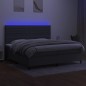 vidaXL Boxspringbett mit Matratze & LED Dunkelgrau 200x200 cm Stoff vidaXL Boxspringbett mit Matratze & LED Dunkelgrau 200x200 cm Stoff