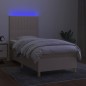 vidaXL Boxspringbett mit Matratze & LED Creme 100x200 cm Stoff vidaXL Boxspringbett mit Matratze & LED Creme 100x200 cm Stoff