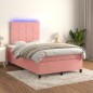 vidaXL Boxspringbett mit Matratze & LED Rosa 120x200 cm Samt vidaXL Boxspringbett mit Matratze & LED Rosa 120x200 cm Samt
