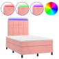 vidaXL Boxspringbett mit Matratze & LED Rosa 120x200 cm Samt vidaXL Boxspringbett mit Matratze & LED Rosa 120x200 cm Samt