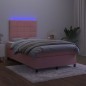 vidaXL Boxspringbett mit Matratze & LED Rosa 120x200 cm Samt vidaXL Boxspringbett mit Matratze & LED Rosa 120x200 cm Samt