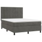 vidaXL Boxspringbett mit Matratze & LED Dunkelgrau 140x200 cm Samt vidaXL Boxspringbett mit Matratze & LED Dunkelgrau 140x200 cm Samt