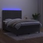 vidaXL Boxspringbett mit Matratze & LED Dunkelgrau 140x200 cm Samt vidaXL Boxspringbett mit Matratze & LED Dunkelgrau 140x200 cm Samt