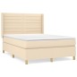 vidaXL Boxspringbett mit Matratze Creme 140x190 cm Stoff vidaXL Boxspringbett mit Matratze Creme 140x190 cm Stoff