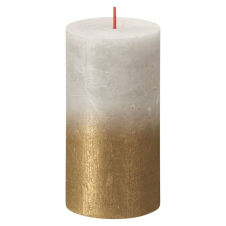 Bolsius Rustikale Stumpenkerzen 4 Stk. 130x68 mm Sandgrau und Golden