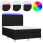 vidaXL Boxspringbett mit Matratze & LED Schwarz 140x200 cm Stoff vidaXL Boxspringbett mit Matratze & LED Schwarz 140x200 cm Stoff