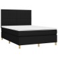 vidaXL Boxspringbett mit Matratze & LED Schwarz 140x200 cm Stoff vidaXL Boxspringbett mit Matratze & LED Schwarz 140x200 cm Stoff