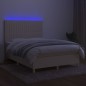vidaXL Boxspringbett mit Matratze & LED Creme 140x200 cm Stoff vidaXL Boxspringbett mit Matratze & LED Creme 140x200 cm Stoff