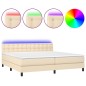 vidaXL Boxspringbett mit Matratze & LED Creme 200x200 cm Stoff vidaXL Boxspringbett mit Matratze & LED Creme 200x200 cm Stoff