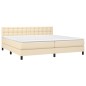 vidaXL Boxspringbett mit Matratze & LED Creme 200x200 cm Stoff vidaXL Boxspringbett mit Matratze & LED Creme 200x200 cm Stoff